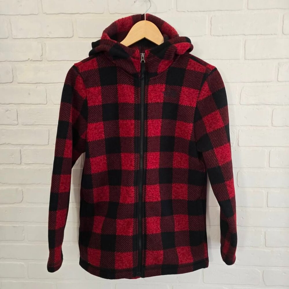 The North Face Buffalo Plaid Hooded Fleece Jacket Girl's Size XL (18)